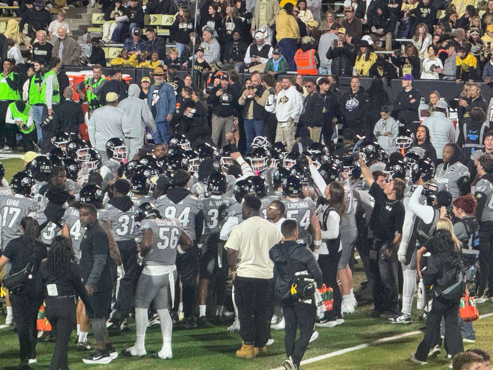 Colorado's sideline late in the fourth quarter against Utah.
