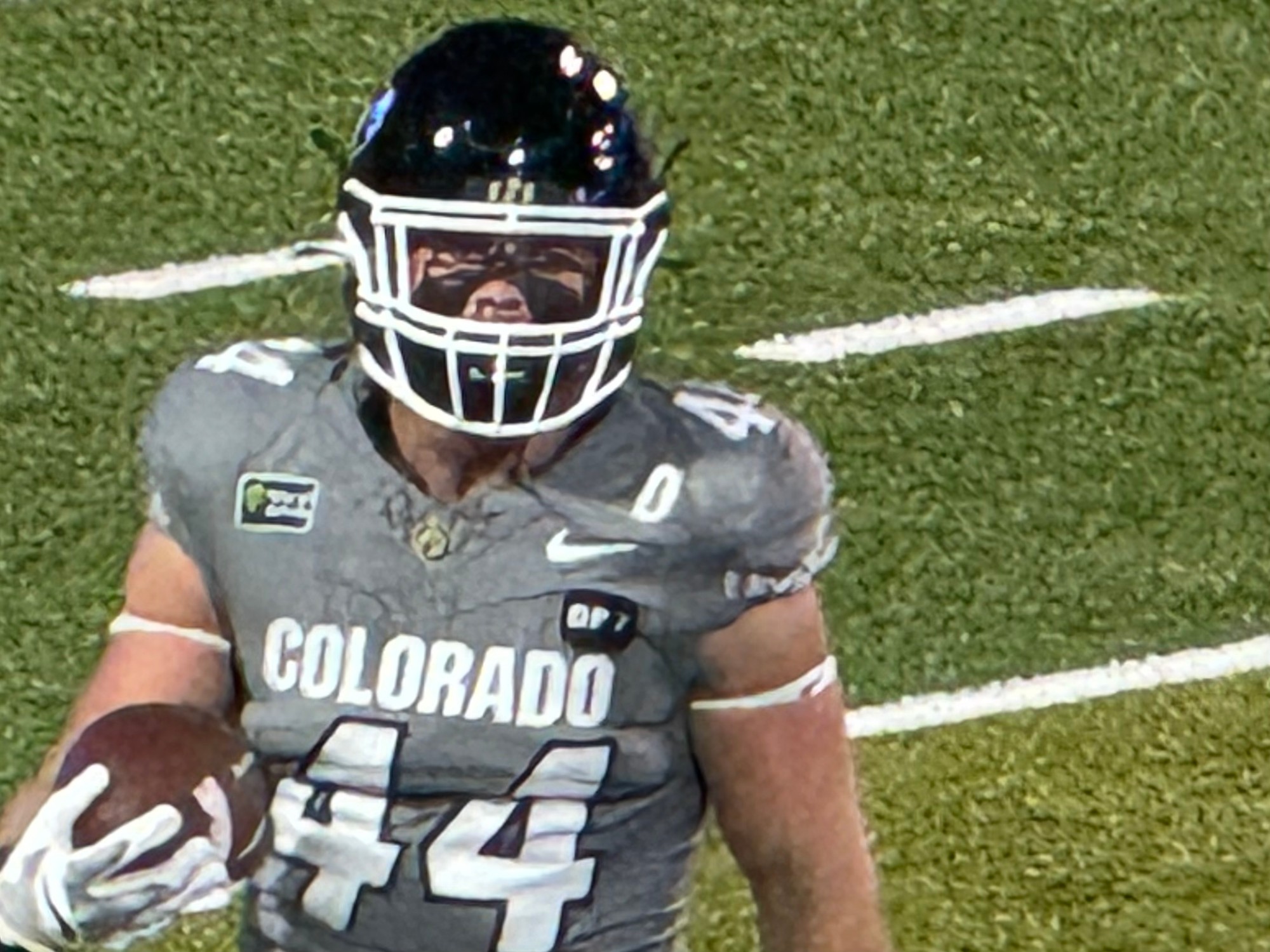 Colorado linebacker Gideon Lampron, who finished with 11 tackles and 2.5 tackles for loss against Utah.