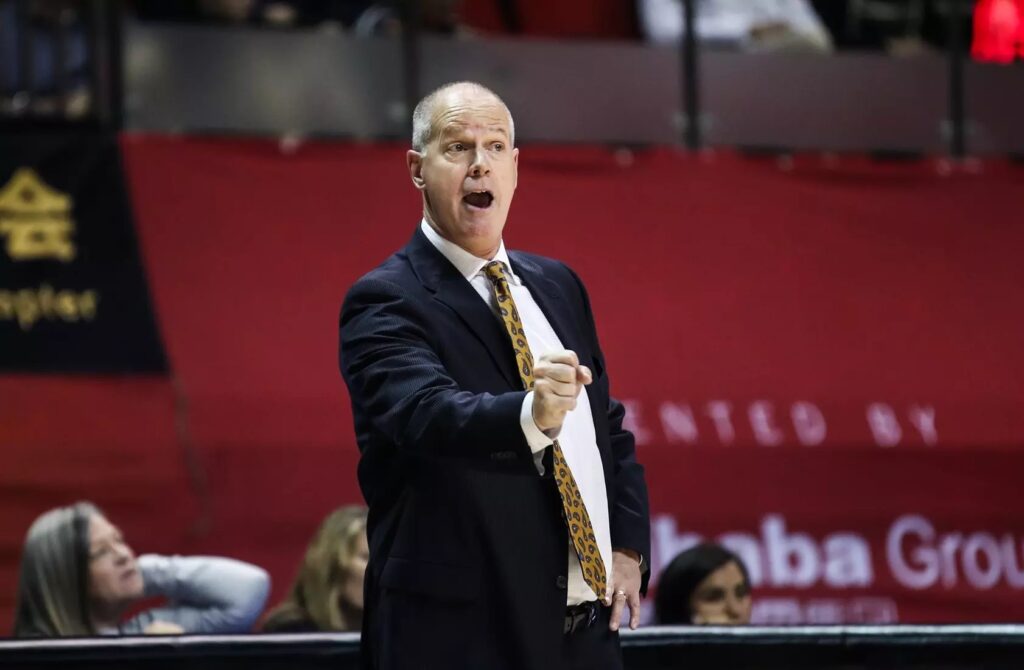 Colorado head coach Tad Boyle directs his team from the sideline.